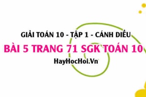 Giải bài 5 trang 71 Toán 10 Tập 1 SGK Cánh Diều
